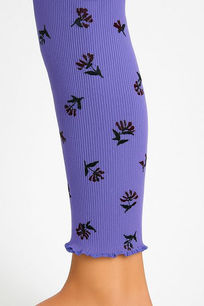 Kyex Pure Dots Girls' Summer Floral Patterned Purple Leggings