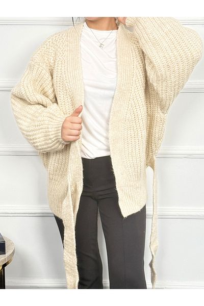 RACE FASHİON Women's Tie Detailed Knitwear Cardigan Rc8204