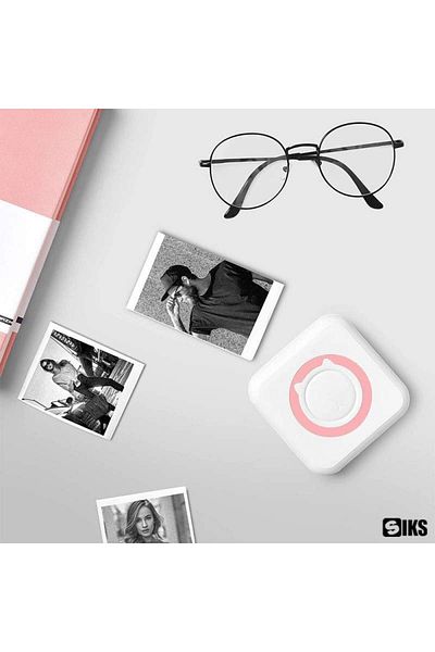 SIKS Mini Portable Pocket Printer, with App, Thermal Printing, iOS/Android Compatible, White/Pink