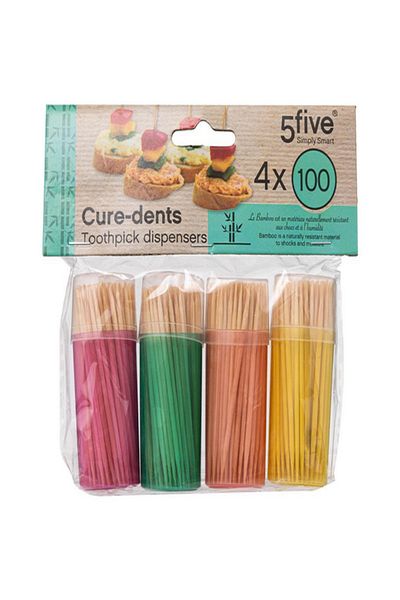 Five Simply Smart Disposable Bamboo Toothpicks Set