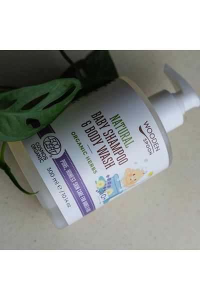 Wooden Spoon Gel de duș și șampon pentru bebeluși 2 în 1 cu plante WoodenSpoon 300 ml