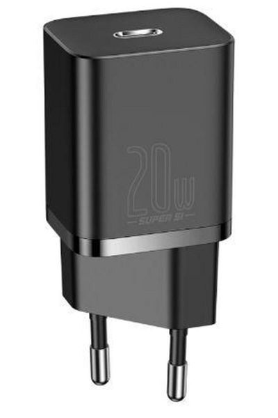 Baseus Incarcator Retea USB Baseus Super Si TZCCSUP-B02, 20W, 1 X USB Type-C, Cablu 1m (Negru)