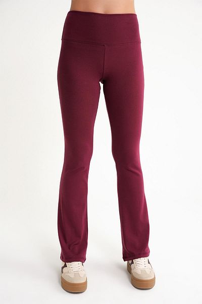 Mixray 2016 Women's High Waist Spanish Leg Knitted Leggings Burgundy