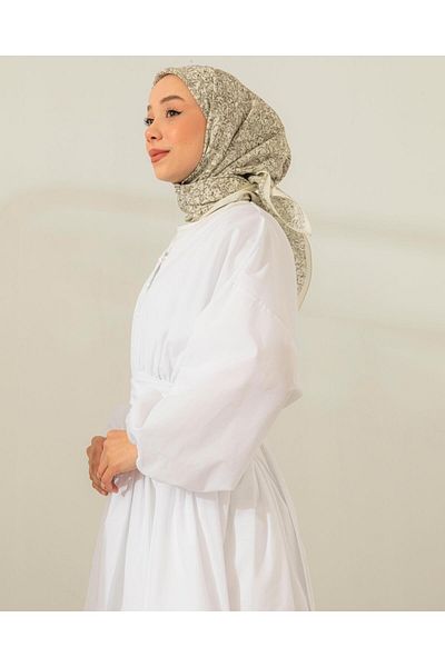 Limbamba White Dress with Buttoned Waist Detail