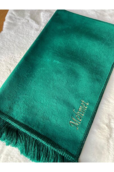 Safa Gift Lüx Kişiye Özel İsimli Kadife Seccade, Tesbih Hediyeli Nakışlı Secc...