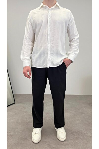 RIESGO İNCE ÇİZGİLİ OVERSİZE GÖMLEK BEYAZ