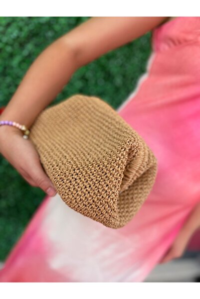 BAGS Burslu hasır Clutch Çanta