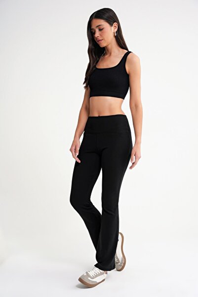 Mixray 2016 Women's High Waist Spanish Leg Knitted Leggings Black