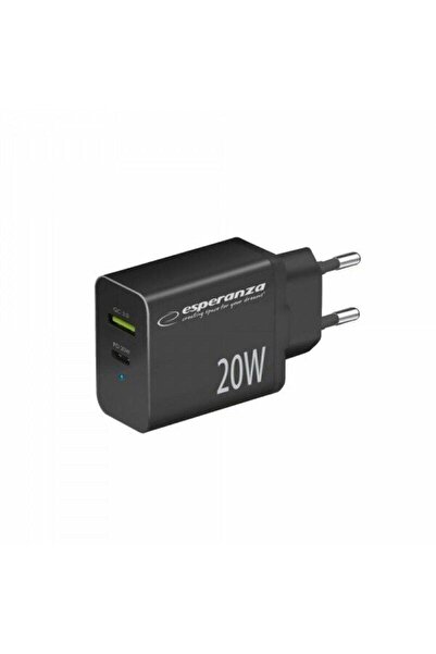 ESPERANZA Incarcator de retea Esperanza EZC105K, Usb-C PD 20W, Usb-A QC 3.0, ...