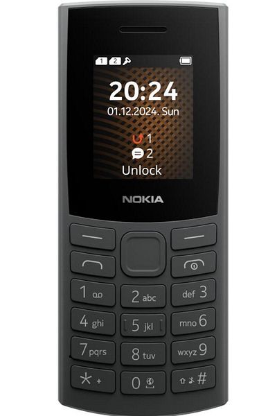 Nokia 105 4G (2024) Dual SIM Mobile Phone, 1.77in, Black, Long Battery Life