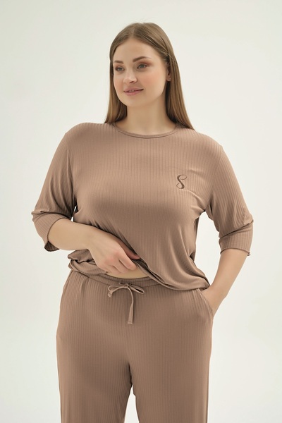 Sevim 16871 ЖІНОЧИЙ ПІЖАМНИЙ КОМПЛЕКТ ВЕЛИКОГО РОЗМІРУ З ВИШИВКОЮ