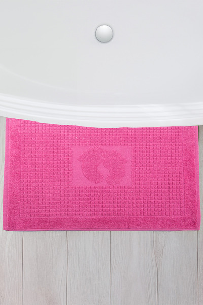 Homedius Bathroom Checkered Foot Patterned Cotton Foot Towel 50X70Cm Pink Set of 2