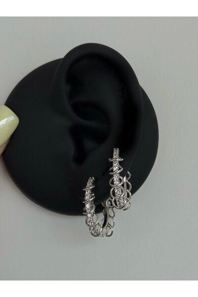 h&b design jewel Çelik Halka Detaylı Küpe