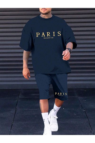 LUNAVISTA Short Sleeve Round Neck T-Shirt and Shorts Set for Men Casual Travel