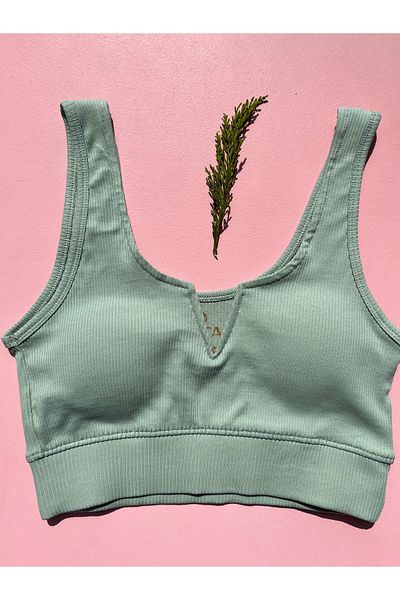 LEYNA BUTİK Cotton Combed Camisole Fabric Fixed Pad V Neck Half Singlet