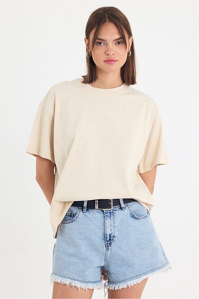 gothamvibes Γυναικείο κρεμ μπλουζάκι Timeless Oversize