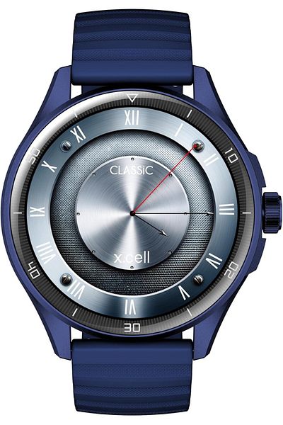 X.Cell Xcell Classic6 Smartwatch, 1.43" AMOLED, BT Calling, 2 Straps, HR/BP/SpO₂, IP68 – Blue Frame & Strap