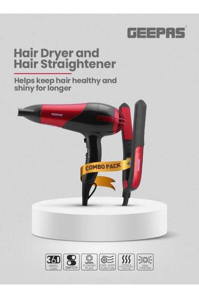 Geepas Hair Dryer & Hair Straightener, 2 Speed Settings, GHF86036, 2-in-1 Tra...