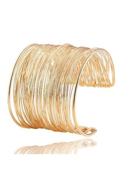 huitich سوار أنيق متعدد الطبقات مصنوع من سلك بلون ذهبي