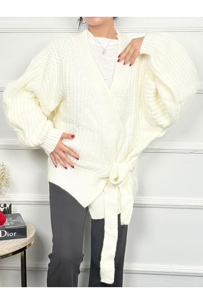 RACE FASHİON Women's Tie Detailed Knitwear Cardigan Rc8204