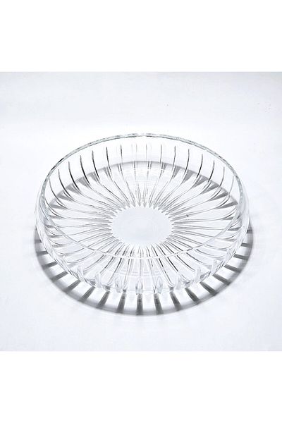 Akden Kristal Crystal Cutting Round Tableware Presentation Glass Bowl