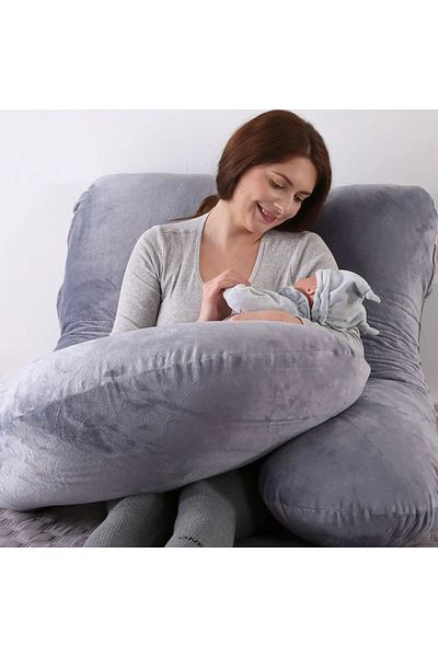 F.A.M.S Pregnancy Pillow G Shape Luxurious Maternity Support Pillow for Comfort and Back Relief - Gray