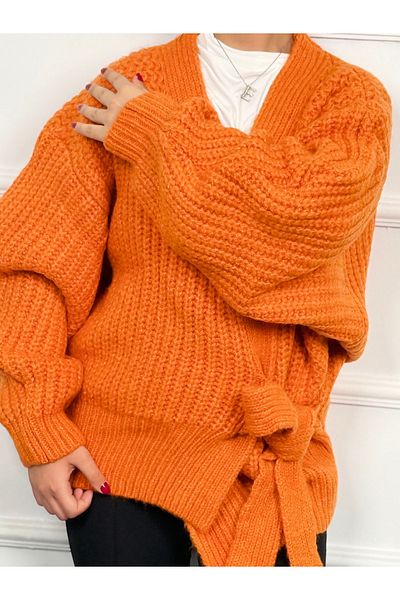 RACE FASHİON Women's Tie Detailed Knitwear Cardigan Rc8204