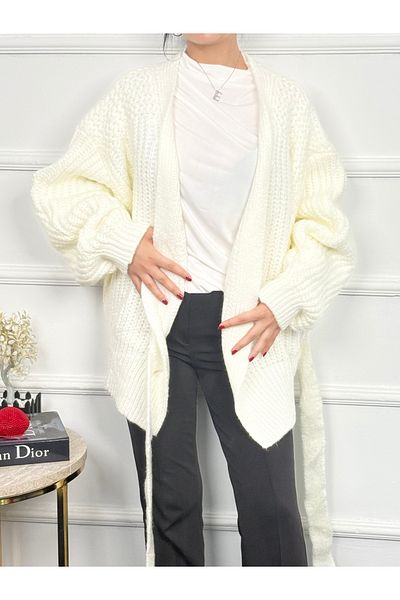 RACE FASHİON Women's Tie Detailed Knitwear Cardigan Rc8204