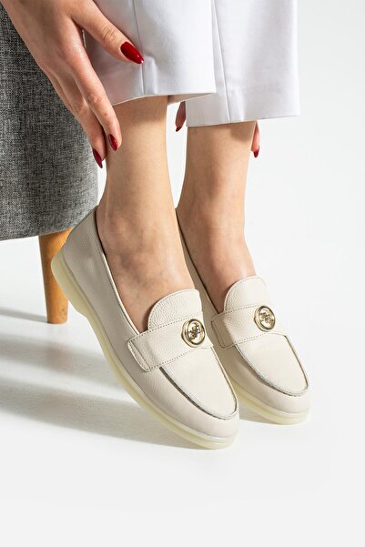 FOLLİNİ Γυναικείες μπαλαρίνες από γνήσιο δέρμα μπεζ