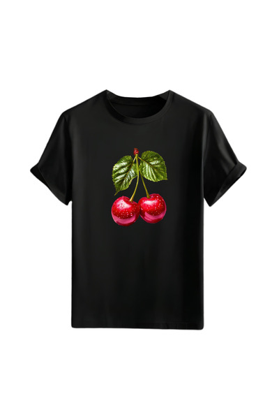 Gölge Store Cherry Chest Printed Unisex Oversize T-Shirt