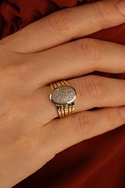 Çgk Çiğdem Gürel Kuyumculuk Taşlı Oval Altın Yüzük