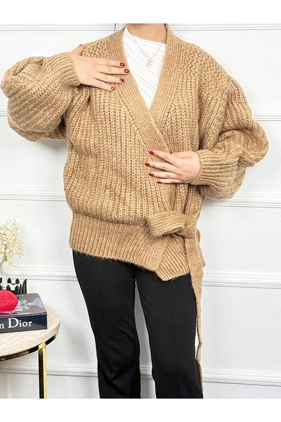 RACE FASHİON Women's Tie Detailed Knitwear Cardigan Rc8204