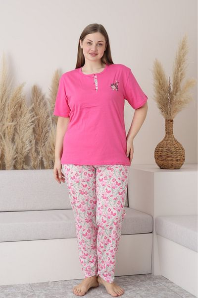 Farya Home X-Dreamy Plus Size Cotton Button Collar Short Sleeve Combed Cotton Pajamas Set