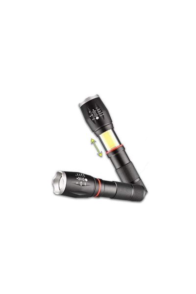 SIKS ® extendable flashlight, tactical, black