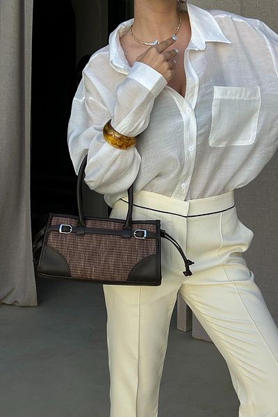 Shule Bags Geantă Baguette Maison Wicker Brown