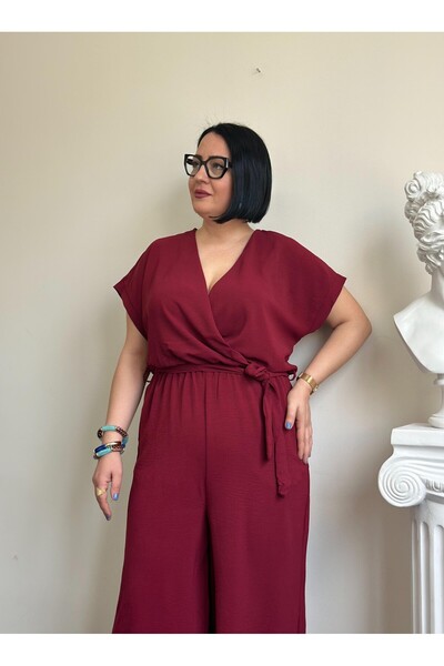 Vio Moda Büyük Beden Ayrobin Jumpsuit
