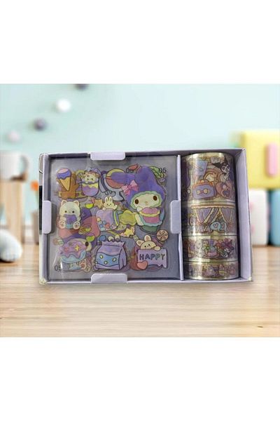 EyER Shoping Kuromi My Melodi 50 Stickers with 4 Tape Blue