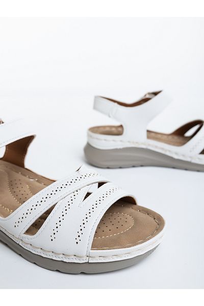 Kalapod Women's white sandals made of organic leather Adada