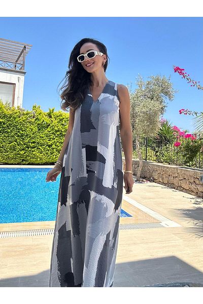 Atelier Derin Gray Slim Modal Maxi Dress