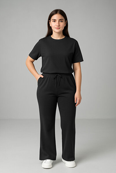 YAKAMEL Women's Spanish Leg Unprinted Straight Train Model Bottom Top Set