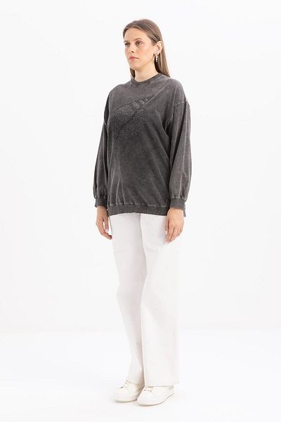 ALLDAY Black01-Sweatshirt with Embroidery Detail on the Front