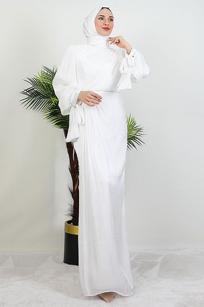 GİYZAMİLA Βραδινό φόρεμα İdil Hijab Λευκό