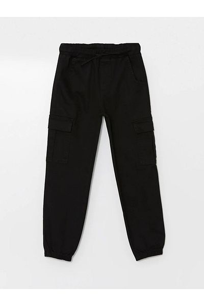 LC Waikiki Lcw Kids Black Elastic Waist Girls Cargo Jogger Pants