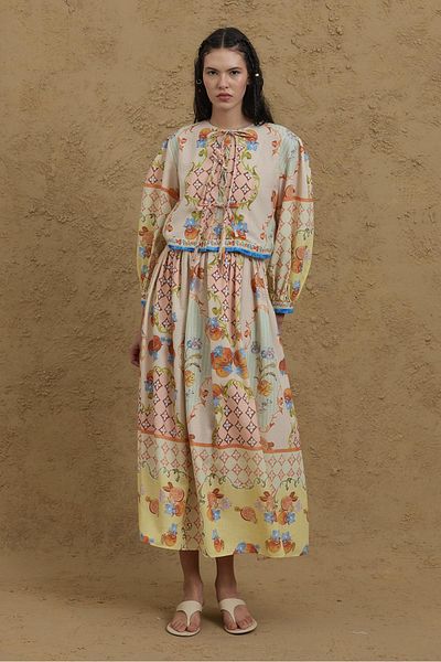 Fahhar طقم تنورة منقوشة طبيعية