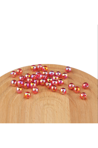 Prestij Boncuk خرز أحمر لؤلؤي بلاستيكي مع جانجان شفاف 8 مم 500 جرام حقيبة وإك...