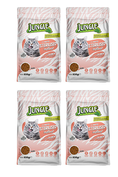 Jungle 500 GR KURU KEDİ MAMASI YETİŞKİN STERİLESED SOMONLU 4'LÜ