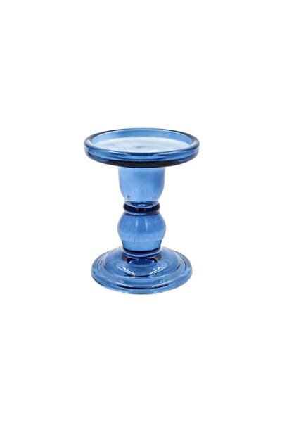 Arti Casa Candle holder, candlestick type, made of blue glass, with classic d...