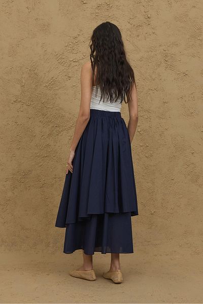 Fahhar Multi-Layered Skirt Navy Blue