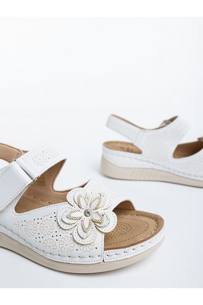 Kalapod Women's white sandals made of organic leather Sadara