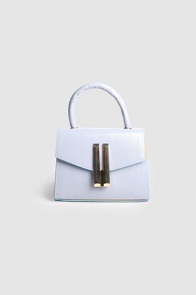 La La'Graccio Paris La'Graccio Paris Geantă de mână și curea pentru femei Zambe din piele șifonată cu cataramă Baby Blue